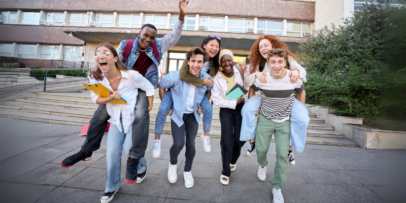 A group of gen z walking and having fun