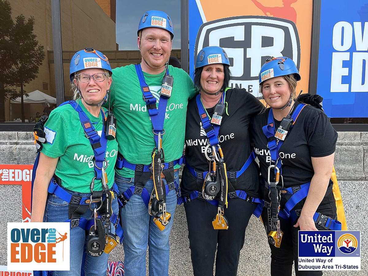 Over The Edge United Way Fundraiser MidWestOne Bank Team