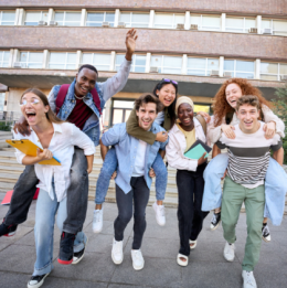 A group of gen z walking and having fun