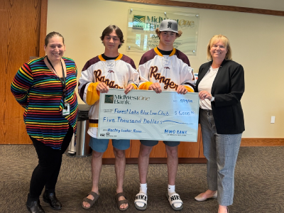 MidWestOne Bank presents check for $5,000 to Forest Lake High School