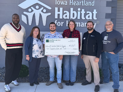 MidWestOne Bank presents check for $5,000 to Iowa Heartland Habitat for Humanity
